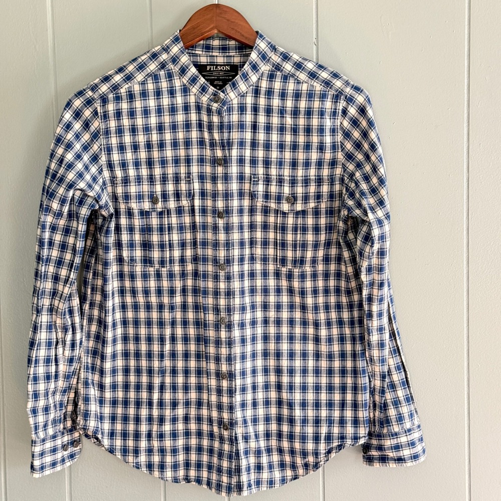 Filson Kadin Island Plaid Shirt‎ Seattle Band Collar Heritage Women M Trailcore